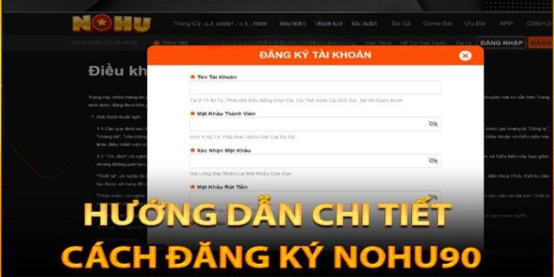 Người chơi cần điền đúng thông tin tài khoản để đăng ký 